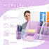 Flexzion Desk Top Caddy Organizer, Purple Office Desk Accessories with 6 Compartments, Drawer