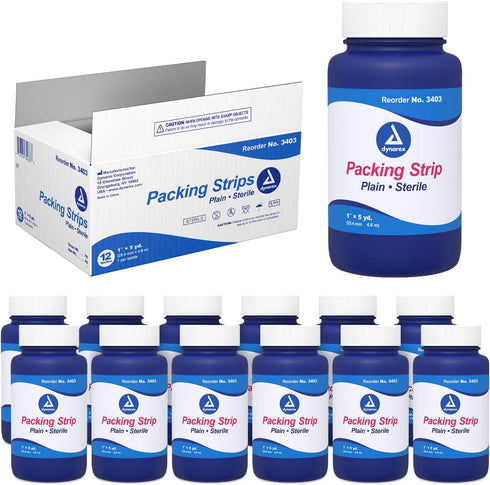Dynarex Packing Strip, Plain, Sterile, 1 Inch X 5 Yard
