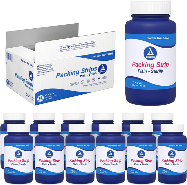 Dynarex Packing Strip, Plain, Sterile, 1 Inch X 5 Yard