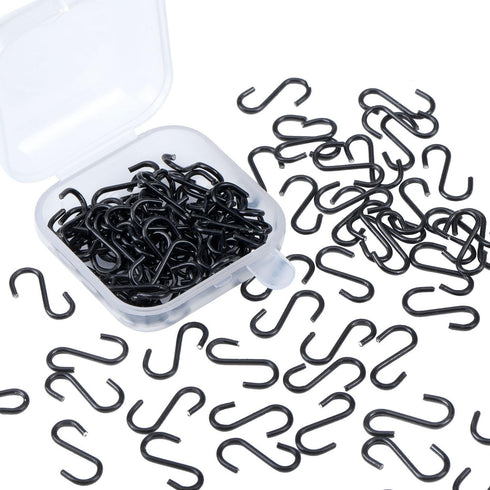 200 Pieces Mini S Hooks, 1/2 Inch Stainless Steel S Shaped Hooks for Jewelry, Ornaments, and Hanging (Black)