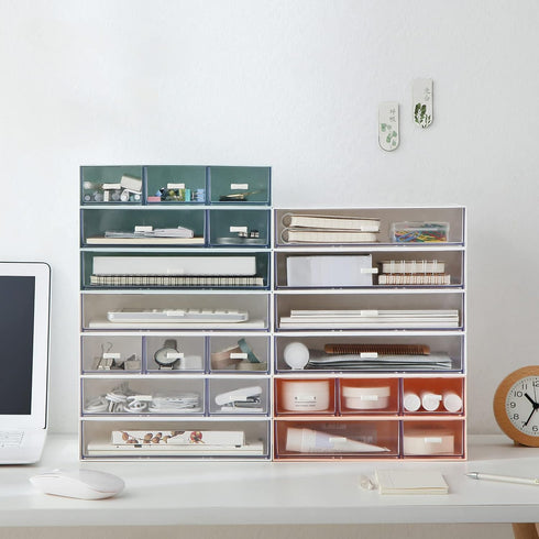Plastic Storage Drawer, 6 Drawers Desk Organizer, Makeup Organizer, Blue (6.5"L x 8.9"W x 5.1"H)