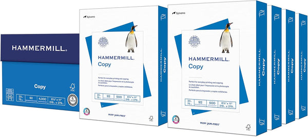 Hammermill Printer Paper, 20 Lb Copy Paper, 8.5 x 11, 8 Ream (4,000 Sheets), 92 Bright