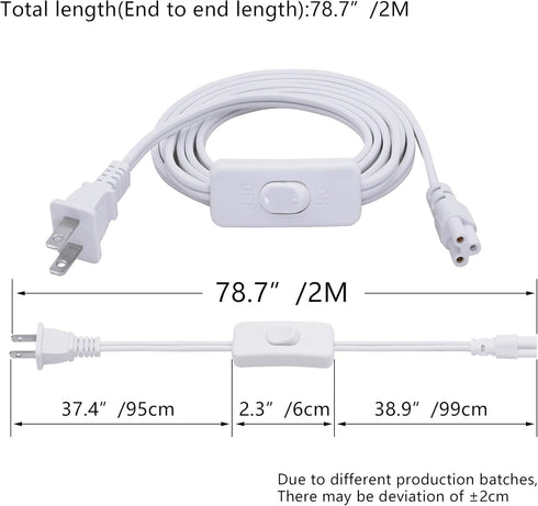SinLoon 18AWG T5 T8 T5 T8 ((2M UL-LP Certification LED Wire Connector Power Cord LED Tube Power Extension Cord