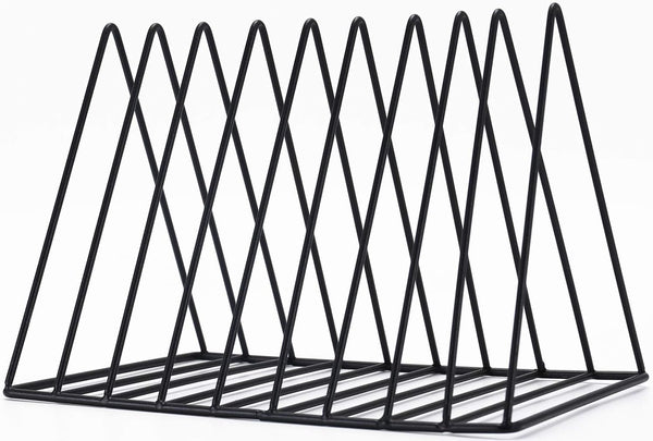 Sooyee Black Magazine Holder, 9 Slot Desktop File Sorter Organizer, Triangle Bookshelf Decor for Home Office