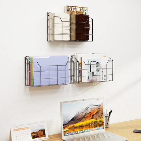 Univivi Wall File Organizer, Hanging File Holder, Desktop File Organizer for Document Paper, Home Office, 3 Pack
