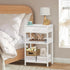 Lerliuo White Printer Stand with Fabric Drawer, 3 Tier Industrial Side Table, Modern Small Desk Holder
