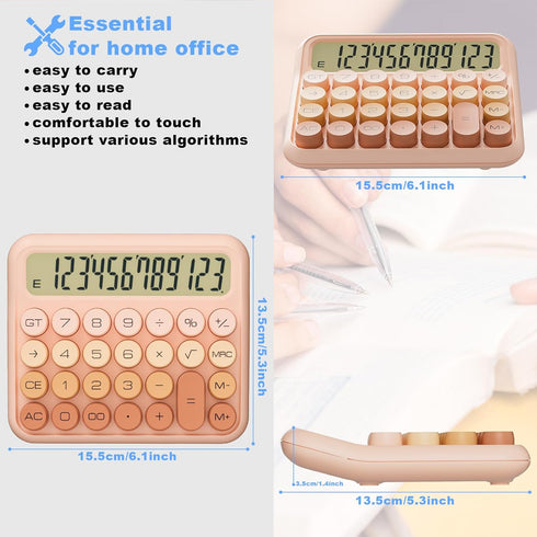 Mechanical Calculator, 12 Digit Extra Large 5-Inch LCD Display, DECKLIT Battery Desk Calculator, Big Buttons Easy to