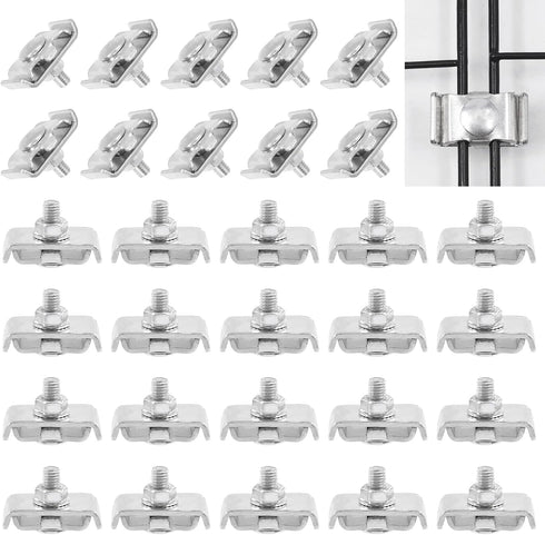 30 Sets Stainless Steel Gridwall Joining Clip Connectors, Grid Panel Joining Clips for Grid Panels