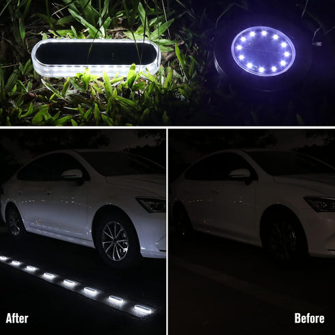 6 Pack Honalia Solar Deck Dock Driveway Lights Outdoor Solar Powered Waterproof, Cool White Driveway Markers Concrete
