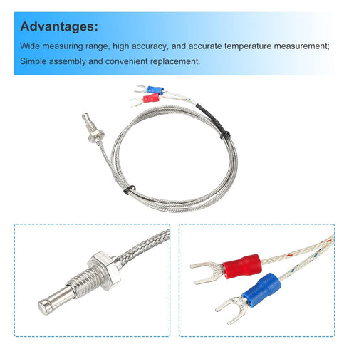MECCANIXITY 5pcs K Type Thermocouple Temperature Sensor M6 Screw Probes 3.3ft 0 to 800°C(32 to 1472°F)