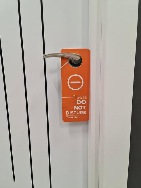 Business Design Do Not Disturb Sign and Welcome Please Knock Door Hanger Sign, 2 Pack for Offices and Meetings