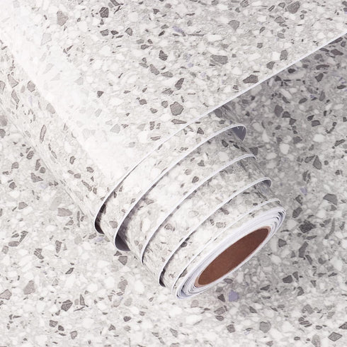 FunStick Granite Countertop Contact Paper 12"x200" Waterproof Self Adhesive Grey Marble Wallpaper for Kitchen and