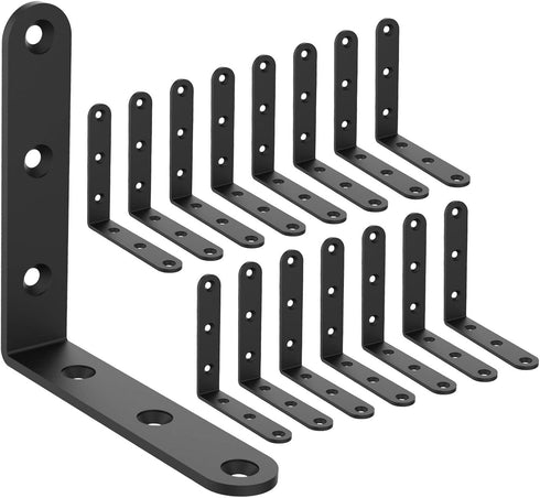 Shelf Brackets Corner Brace Black Steel L Brackets for Shelves Decorative Wall
