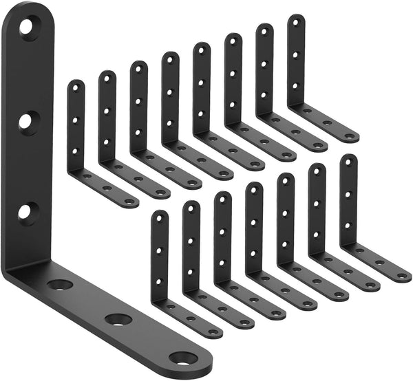 Shelf Brackets Corner Brace Black Steel L Brackets for Shelves Decorative Wall