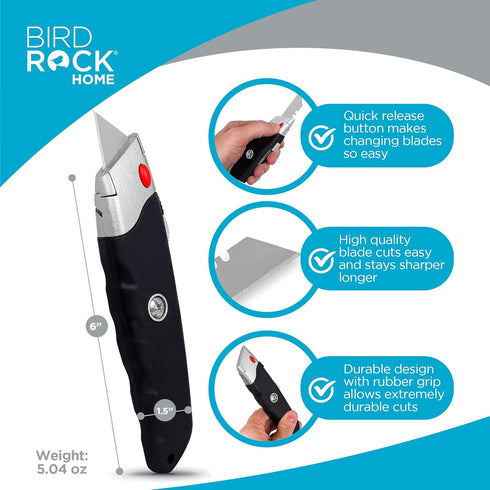 INTERNET'S BEST Premium Utility Knife Set, Retractable Box Cutter with Rubber Handle, Includes 2 Razor Knives