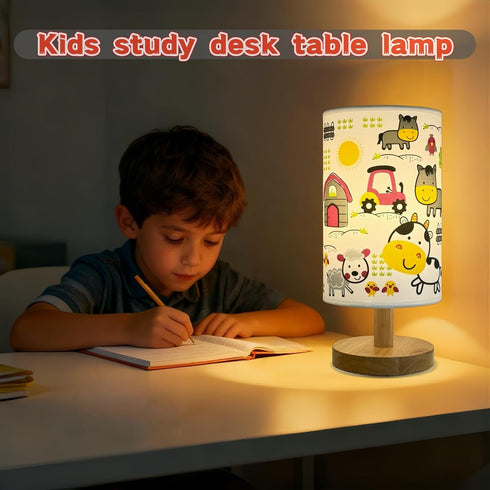 GERMAXXIS 3 Kids Night Light with Color Temperatures - Animals Desk Lamp for Nursery & Toddler Rooms, Boho Wood Base