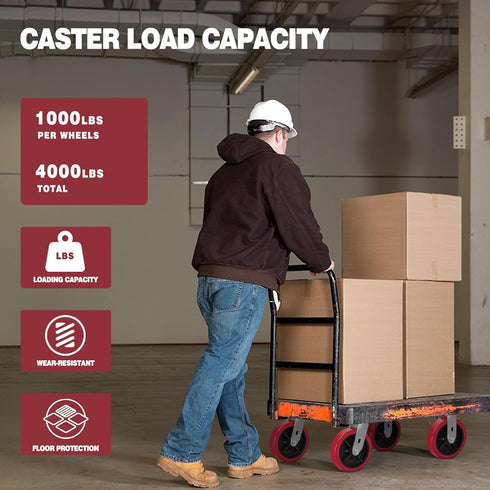8"X2" Heavy Duty Casters, Polyurethane Caster Wheel, Load Capacity 1000lbs, Non-Marking for Laboratories