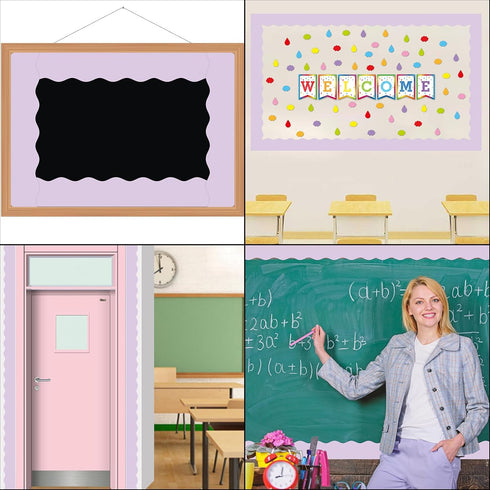Lavender Bulletin Board Border - Light Purple Scalloped Border Trim for Classroom, 52ft One Roll