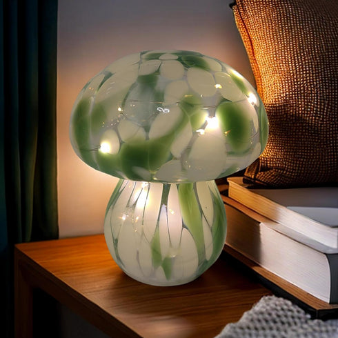 Study(Bulb Mushroom Table Lamps Night Lights Cute Glass Nightstand Bedside Desk Lamps for Bedroom Living Included)