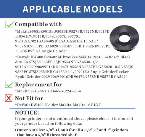 7PCS Angle Grinder Nut Wrench Kit 5/8-11 Flange Metal Lock Nut for Dewalt, Milwaukee, Makita, Bosch