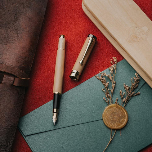 Wordsworth & Black Fountain Pen Set, Luxury Bamboo Wood - Medium Nib, Gift Case; Includes 6 Ink Cartridges & Converter