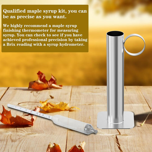 Maple Syrup Hydrometer Test Cup Kit, Measures Sugar Content in Syrup, Stainless Steel Equipment for Maple Syrup