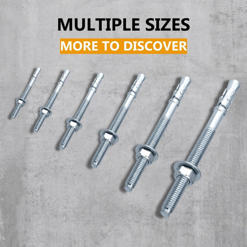 1/4 x 3-3/4'' Wedge Anchor, 1/4 Inch Diameter Heavy Duty Zinc Plated Concrete Wall Anchor, 5 PCs