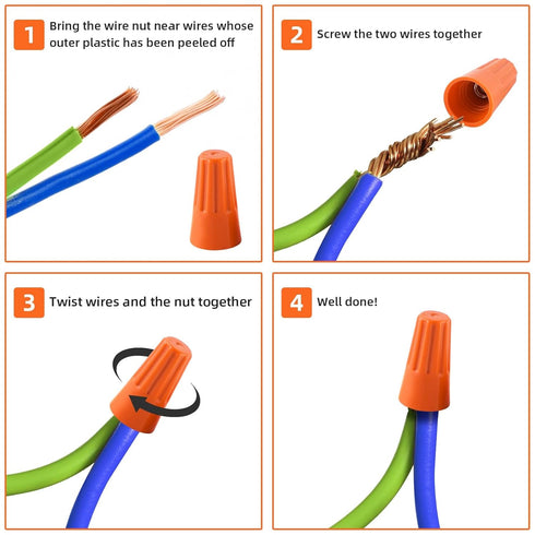 500 Pcs Orange Electrical Wire Connectors, Insulating Twist Nuts Caps for Quick Connection (AWG 18-16)