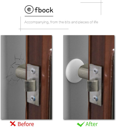 Efbock White Silicone Door Stoppers - Premium Wall Protectors for Home or Office, 6pcs