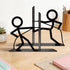 Generic 1 Book Ends for Desk - Pair Metal Black Bookshelf Dividers - Book Holder Ends - for Home School Office
