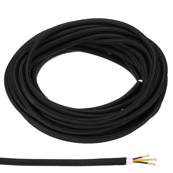 PATIKIL Fabric Cloth Covered Round Wire, 32.8ft 18AWG 3 Core Vintage Woven