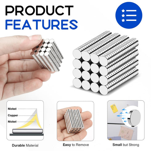 320Pcs Fridge Magnets, 6x2mm Small Refrigerator Magnets, Mini Magnets for Crafts, Office, School, and Round Button