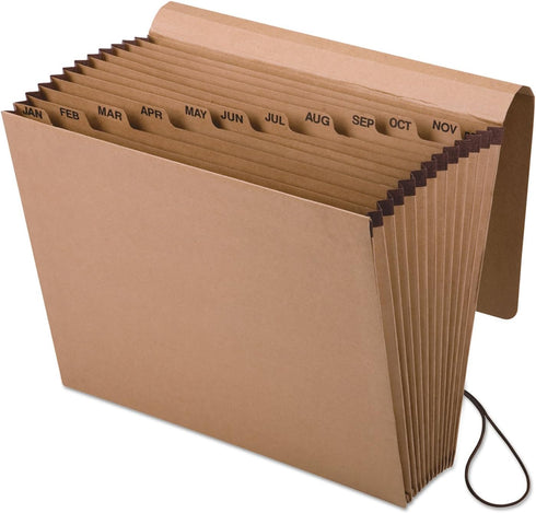 Pendaflex Expanding Kraft File with Flap, Brown, Jan.-Dec. Index, 12 x 10, 1 per Box (K-17M-OX)