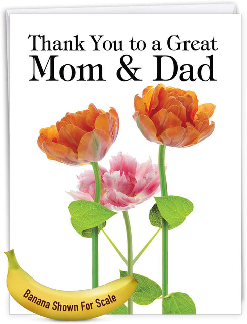 Huge Thank You Card NobleWorks (8.5 x 11 Inch) Relative Appreciation Gift - Thank You To A Great Mom and Dad J9105