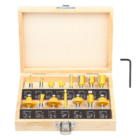 BoooRen Tool Boren 15Pieces Router Bits Set 1/4 Inch Shank Woodwork Toolsfor Doors for