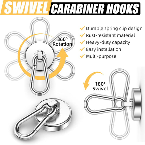 FINDMAG 100LBS Strong Magnetic Hooks, Neodymium Magnet Hooks for Hanging, Heavy Duty, 4 Pack