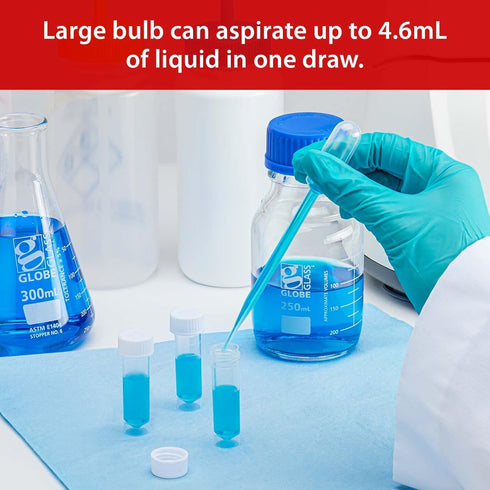 Globe Scientific 138030-400 LDPE Transfer Pipet, Non-Sterile, Large Bulb, 157mm Length, 8.0mL Capacity, Box of 400