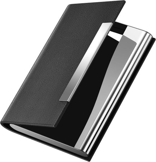 Padike Business Card Holder Case Professional PU Leather & Stainless Steel Multi Wallet Credit Card ID Case for Men &