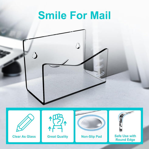 Clear Acrylic Mail Sorter, Smile Mail Holder File Organizer for Desk or Wall (1PC)