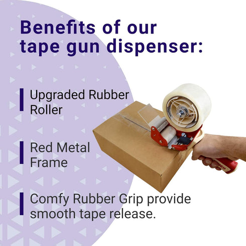 IDL Packaging T235 Heavy Duty Tape Gun Dispenser, Strong Metal Construction, Safe Durable Blade, Rubber Roller & Handle