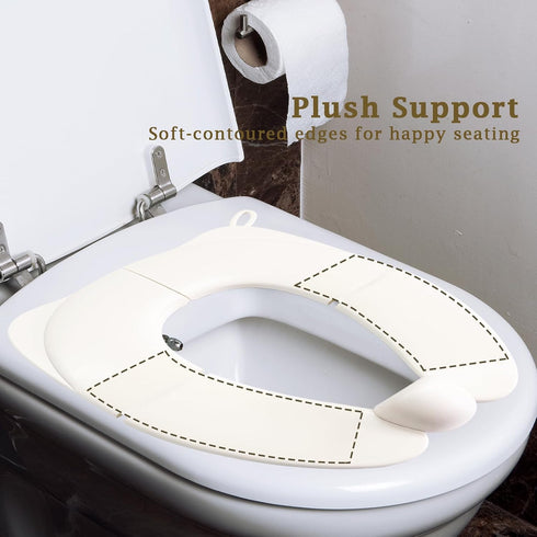 kimitimi Portable Toilet Seat for Kids, Foldable Universal Fit Potty Training Seat with Anti-Slip Base & Splash Guard