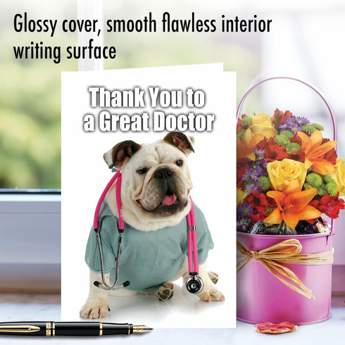 NobleWorks - 1 Funny Thank You Greeting Card (Doctor) with 5 x 7 Inch Envelope