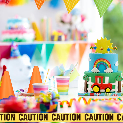 11 Set Decor(7.1 Inch Frienda Pcs Construction Birthday Party Decorations with Mini Traffic Cones and Caution Tape