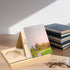 Lovdeying Personalized Wooden Triangle Book Holder Stand Custom Solid Oak Wood Book Rest with Cup Holder Engraved Text