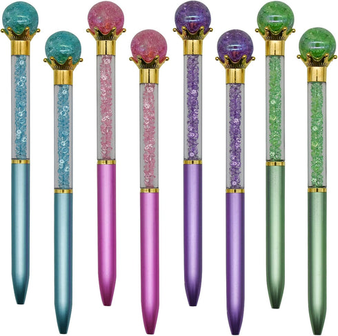 Maydahui 24PCS Crystal Gem Ballpoint Pen, Retractable Colorful Pearl Quicksand, Black Ink for Students