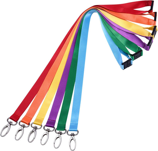 Wisdompro Breakaway Lanyards for ID Badges, 6 Pack 19 inch Neck Strap with Safety Breakaway Buckle, Assorted Colors