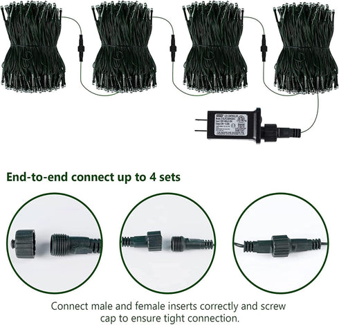 300 99FT 8 kemooie LED Purple Christmas Lights, Connectable Lighting Modes Plug in Fairy Lights, Waterproof