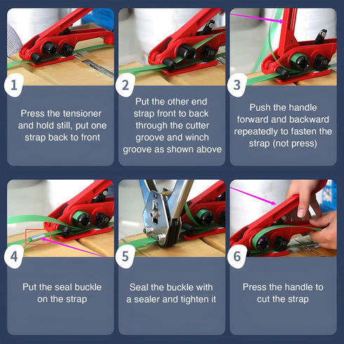 Heavy Duty Poly Strapping Tensioner & Cutter Manual Banding Tools for 1/2" -3/4" Width Polyester Polyproplyn Strap