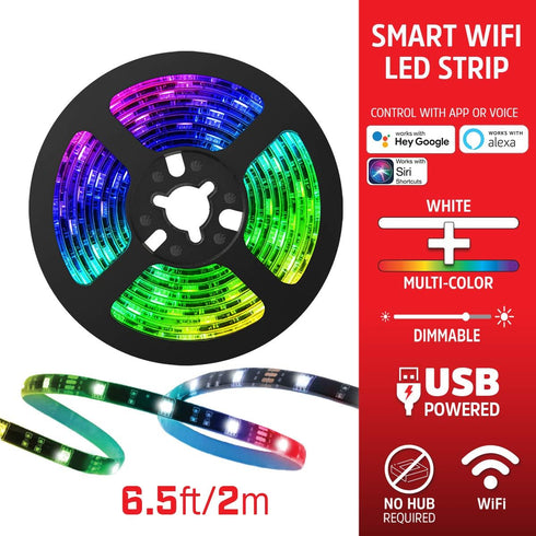 Dimmable 6.5ft Energizer Smart WiFi Multi-Color & Bright White LED Light Strip