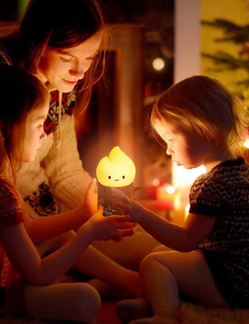 Emotional Support Flame Night Lamp, Fire with Positive Smile Candlelight Mood Light, Rechargeable Fake Candles